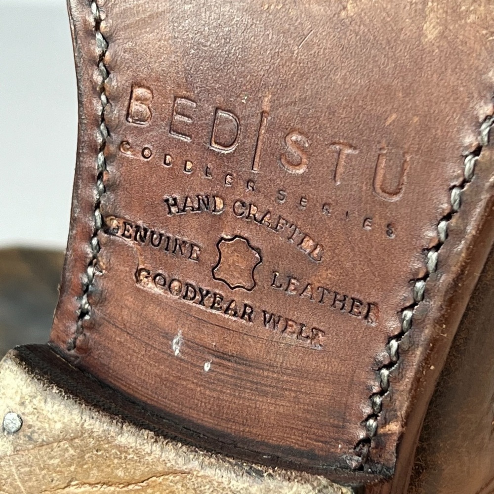 Bed Stu Distressed Metallic Brown Mid-Calf Combat Boots - Picture 11 of 13